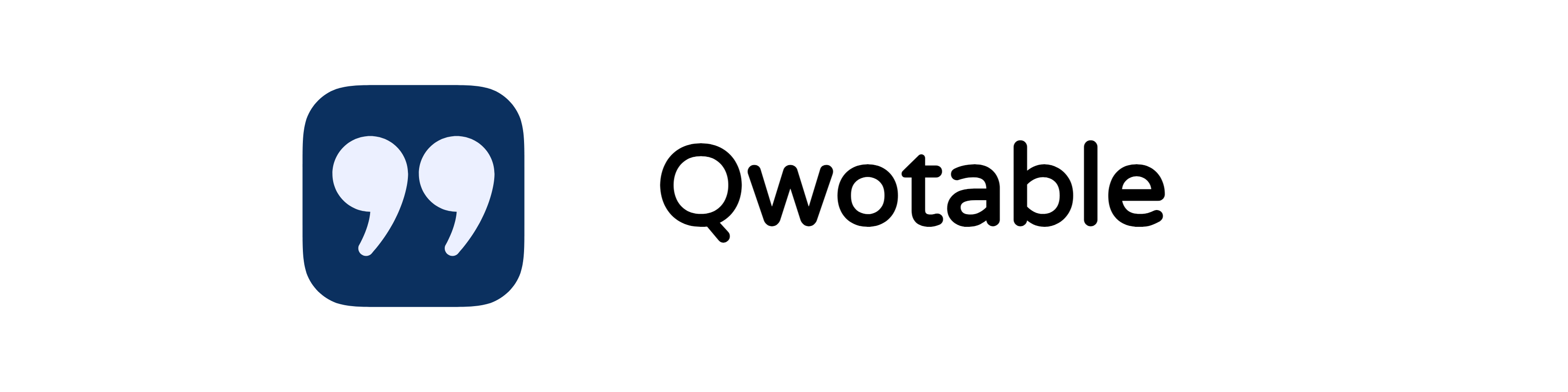 The banner for the Qwotable app, showing a blue rounded box with quotation marks and the text Qwotable next to it